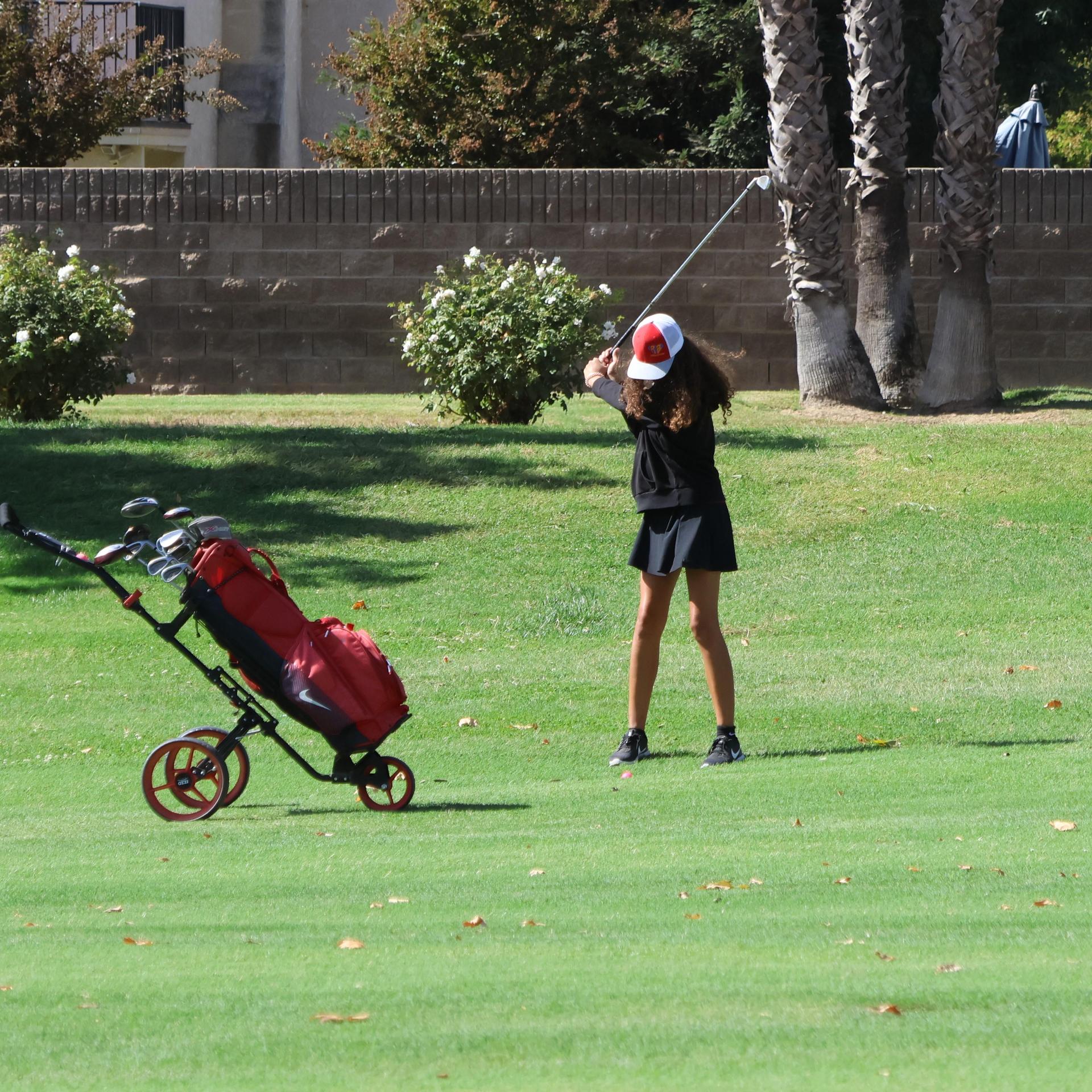 Girls golfers in action at the championships