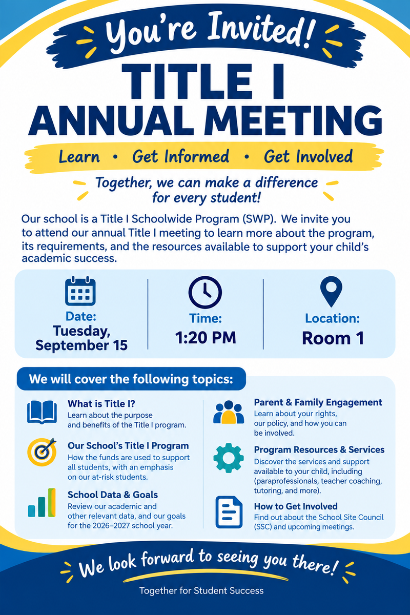 Annual Title 1 Meeting Flier