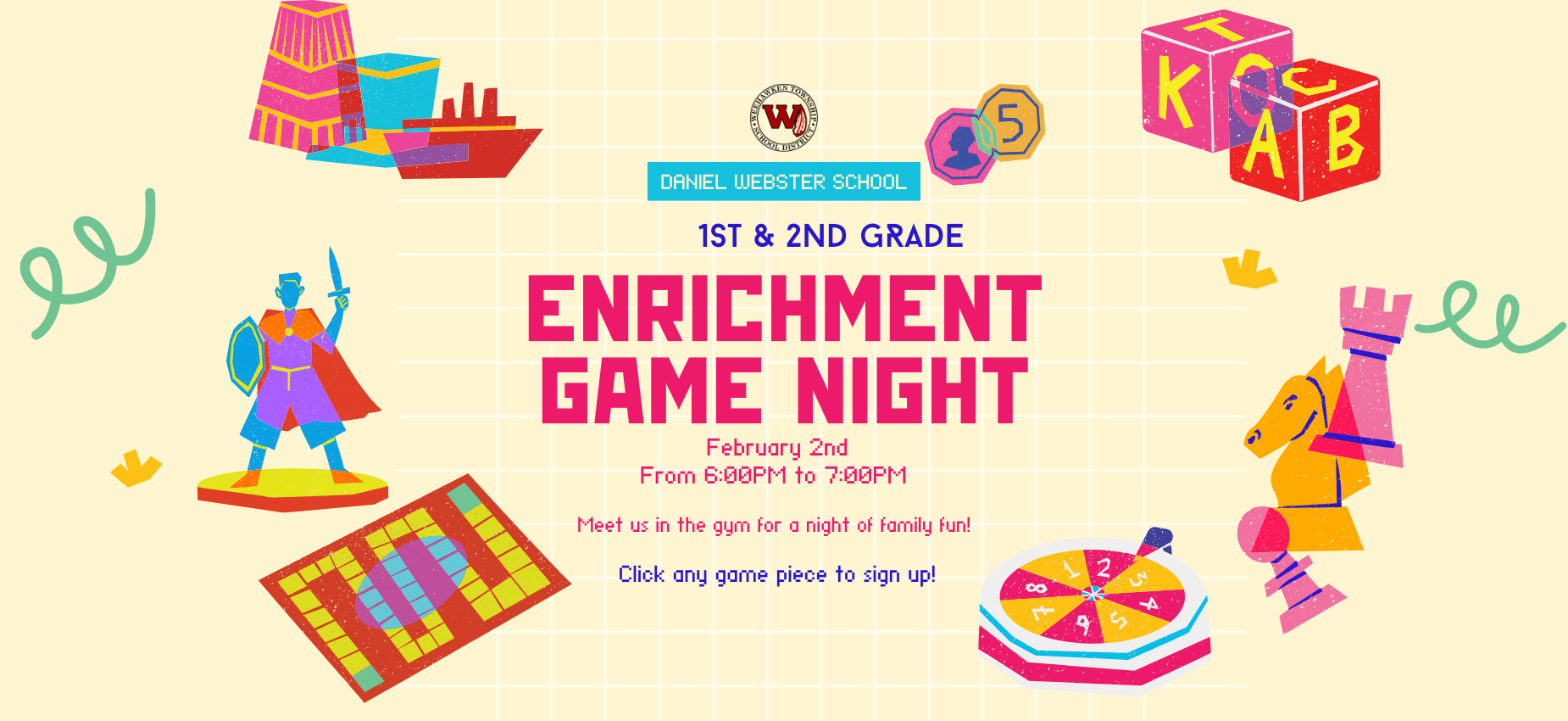 1st and 2nd Grade
Enrichment Game Night
February 2nd, 6PM