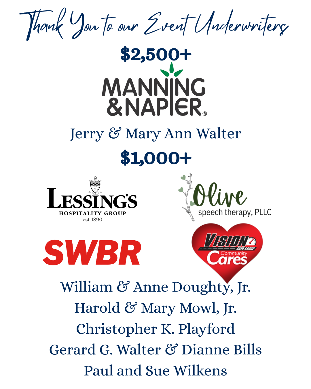 Thank you to our $1000+ sponsors