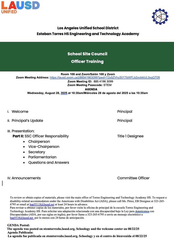 Training Agenda
