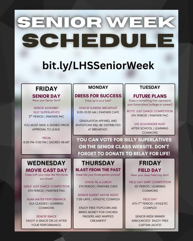senior week schedule
