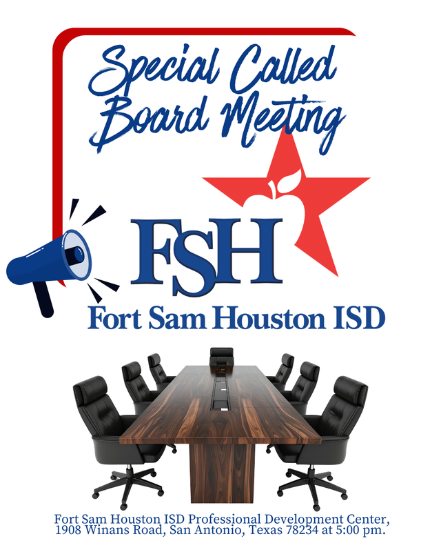 Board meeting table with announcement