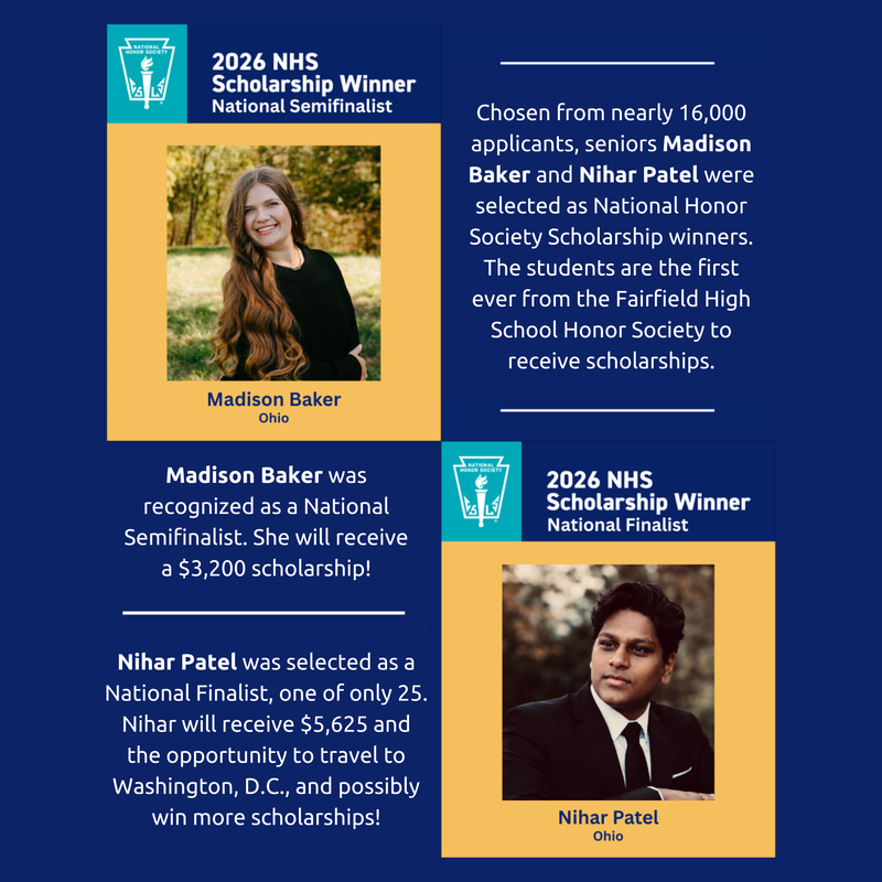 Fairfield HS National Honor Society Members First from Chapter to Win NHS Scholarships