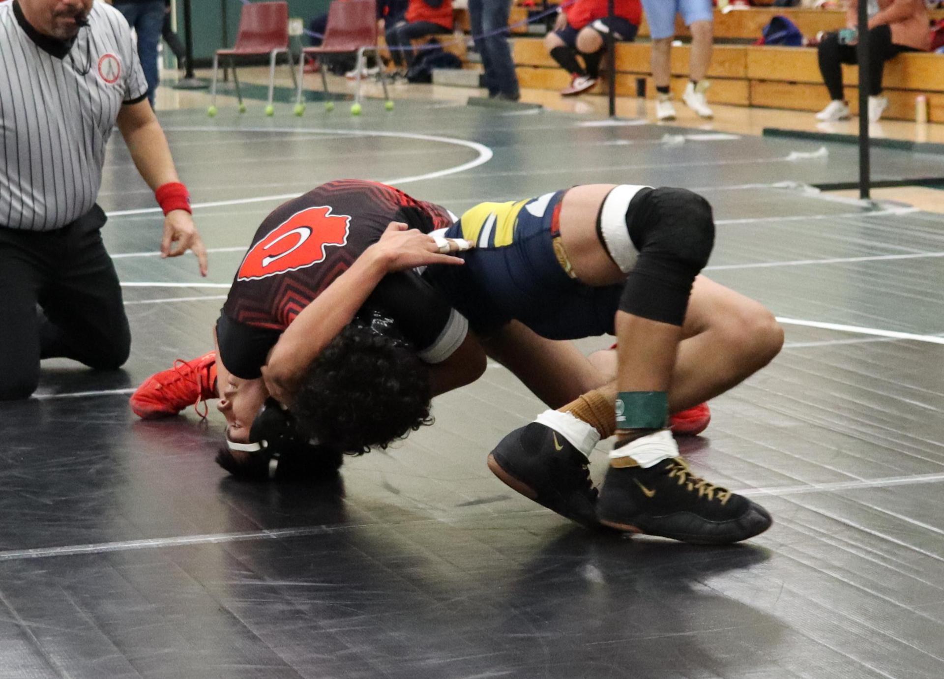 wrestlers in action at the Hawks invitational