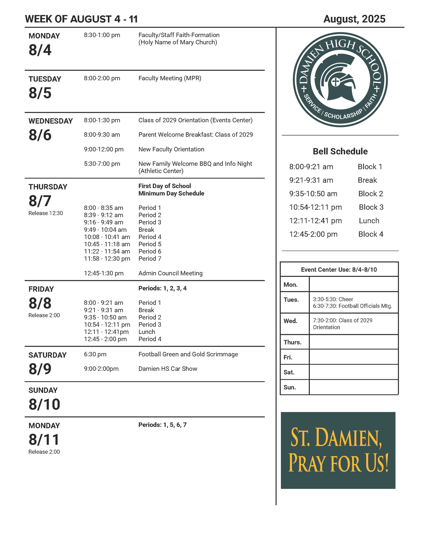 schedule