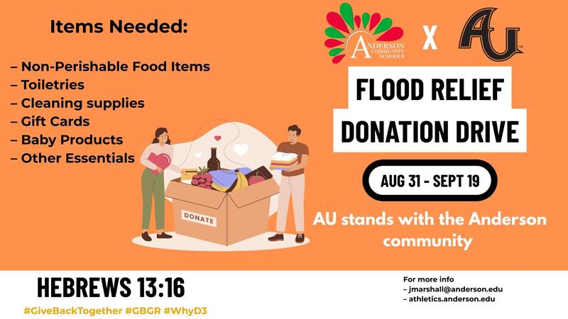 Anderson University Athletics and Anderson Community Schools Partner for Flood Relief Donation Drive