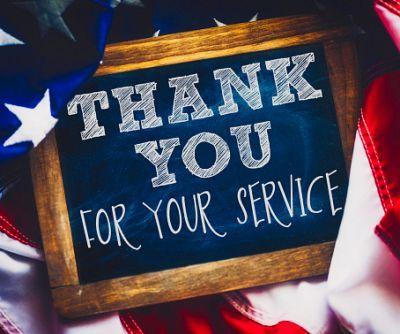 Thank you for your service on a chalkboard
