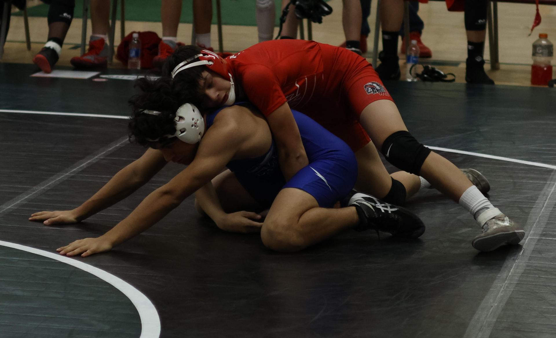 Boys wrestling in the Liberty Duals event 103