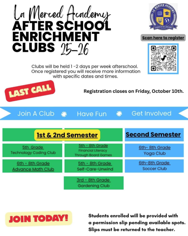 Enrichment Club Flyer in English