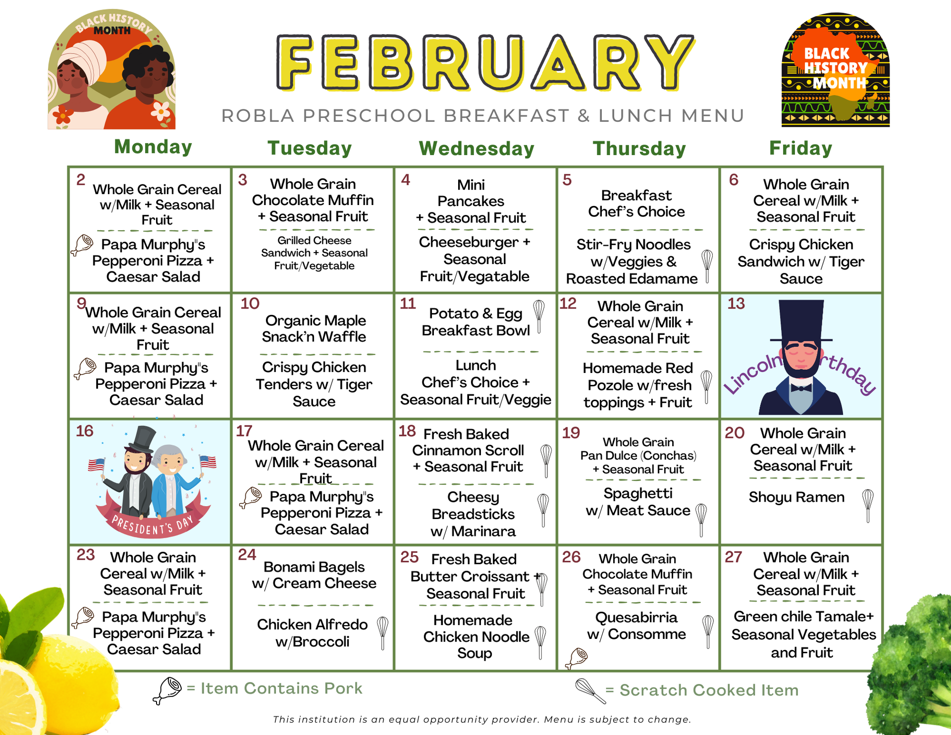 Preschool Breakfast & Lunch 1