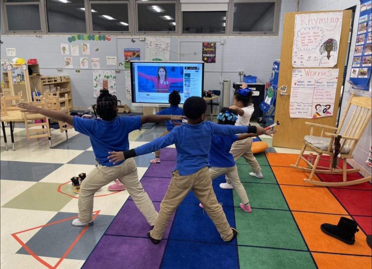 children doing yoga