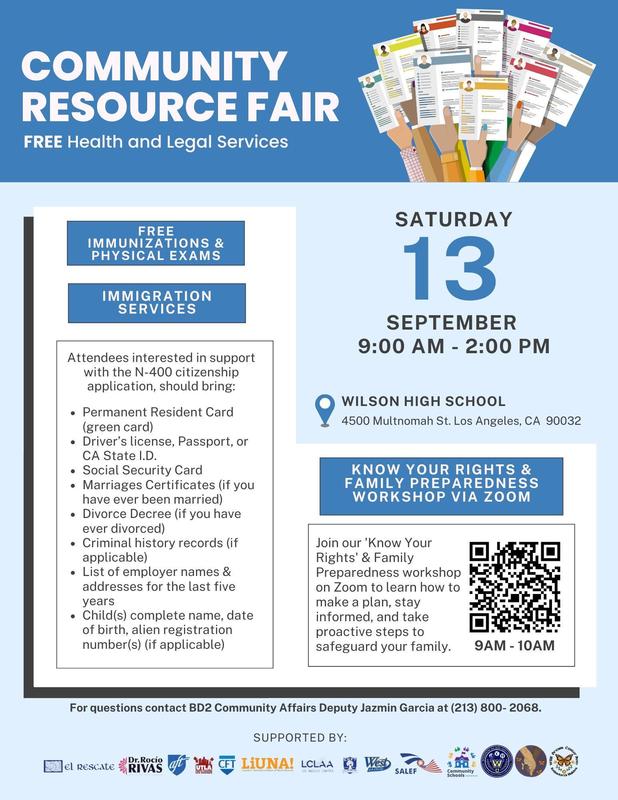 Community Resource Fair flyer in English