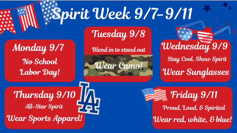 Spirit Week September 7-11