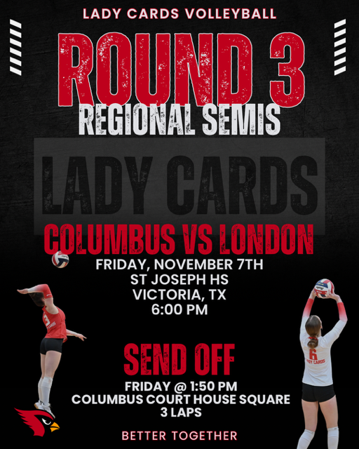 Columbus vs. London St. Joseph High School – Victoria, TX  Game Time: 6:00 PM