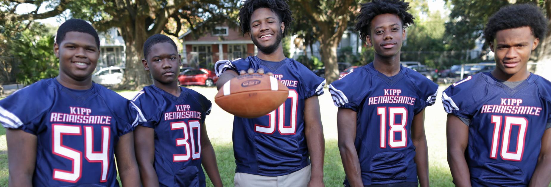 KRHS football players posing for a group photo