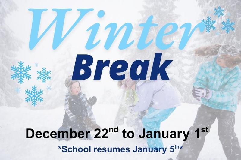 winter break graphic of children playing in the snow