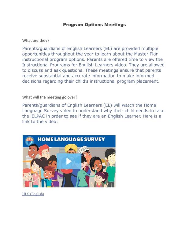 Program Options Meetings