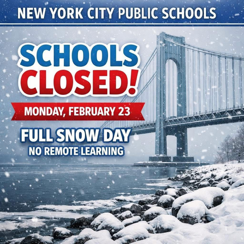 SCHOOL CLOSED - Monday, February 23