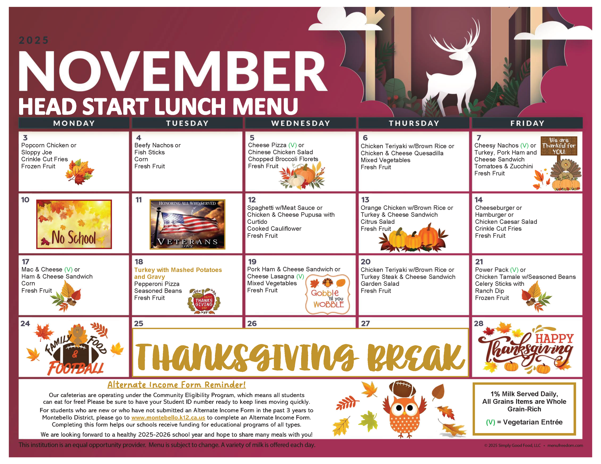 Head Start Lunch Menu (click to view)