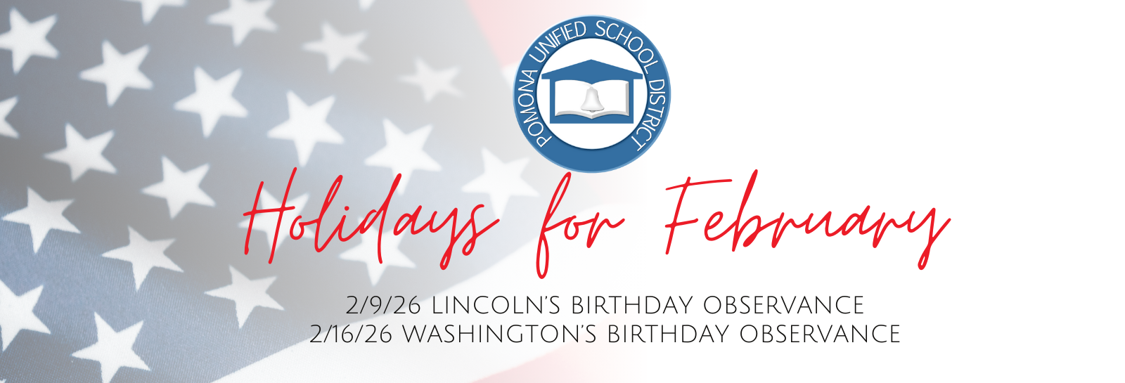 Holidays For FEB 2026 Banner for home webpage