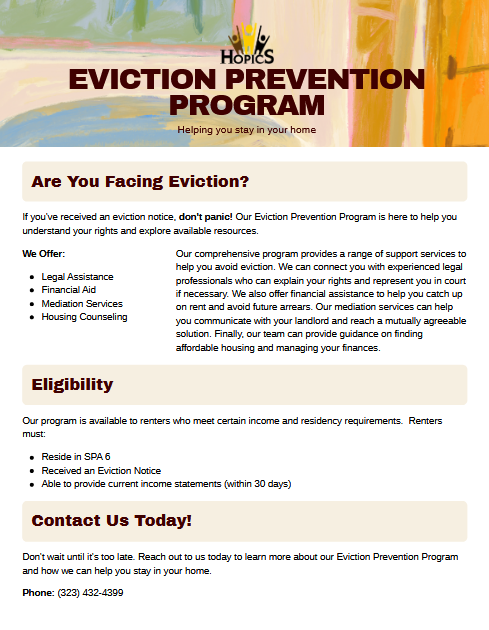 Eviction Prevention Program Flyer