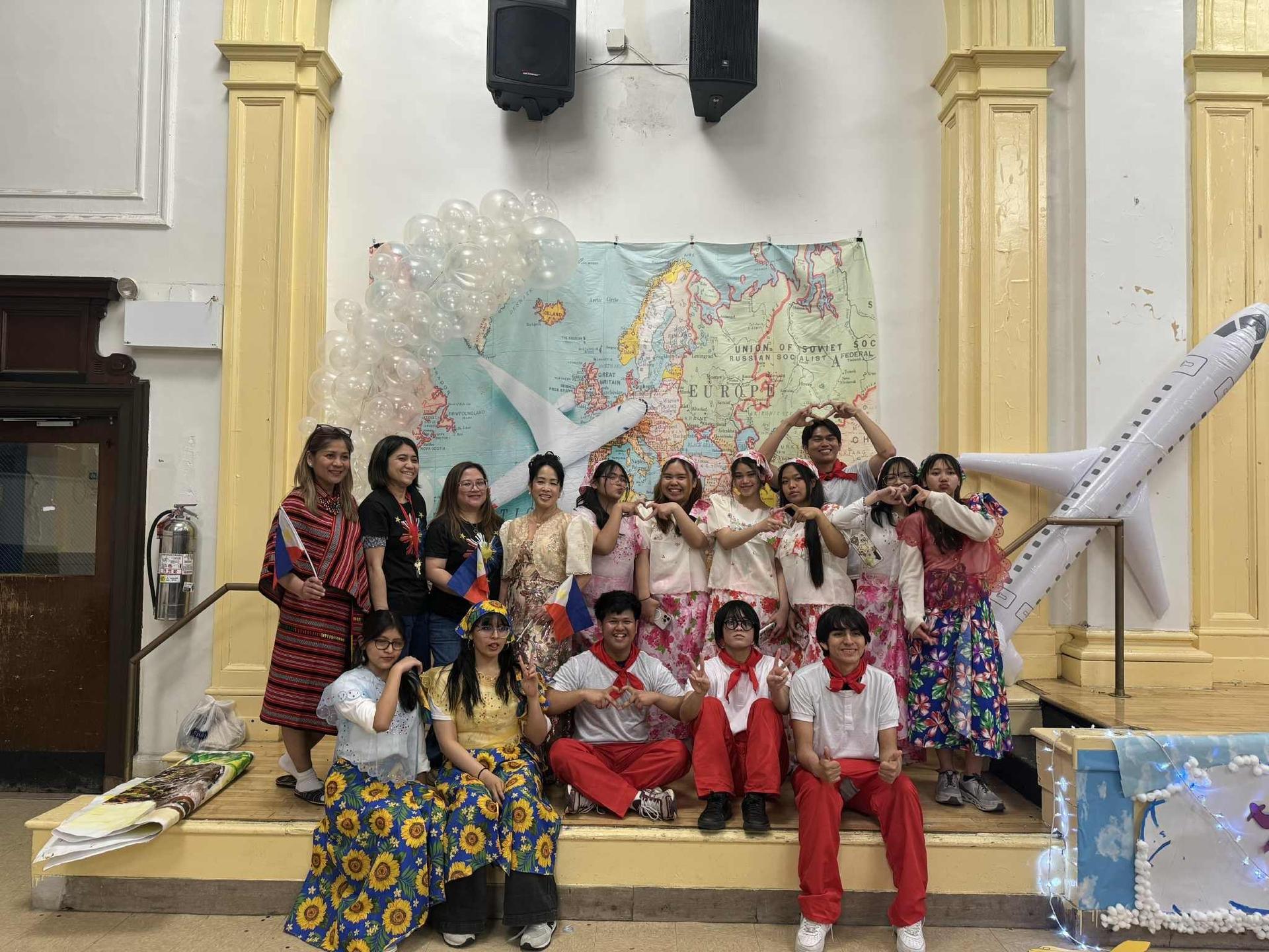 Group picture of Filipino Club students after the multicultural festival presentation