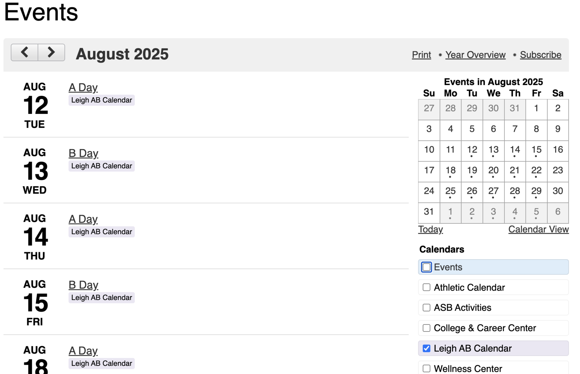 AB Calendar