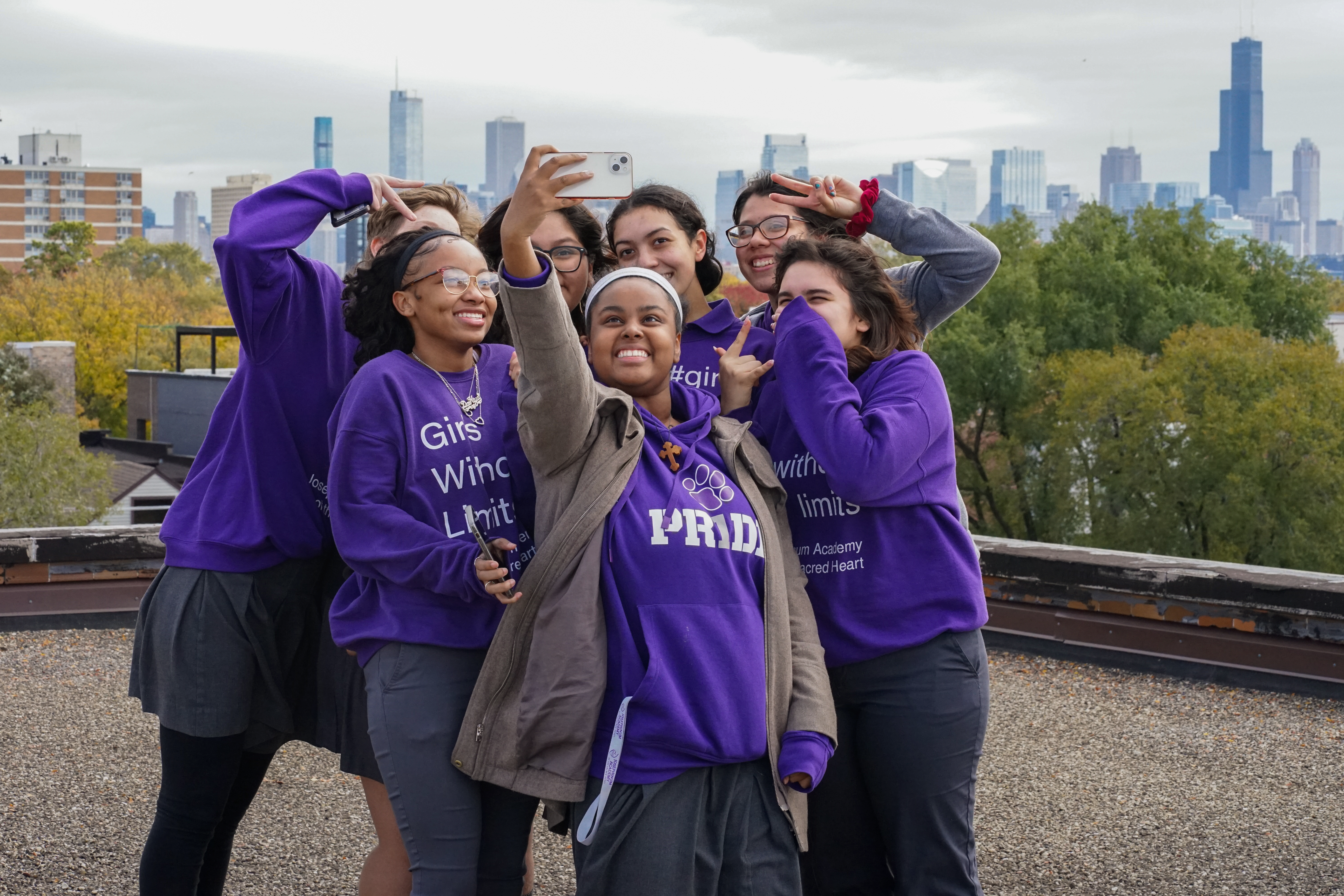 group of students taking a selfie
