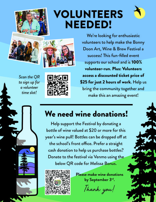 🎨 Bonny Doon Art, Wine & Brew Festival-  Volunteers Needed!!🎶 Featured Photo