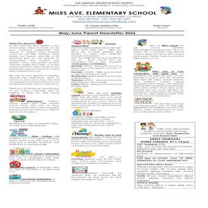 Parent Newsletter (May & June)