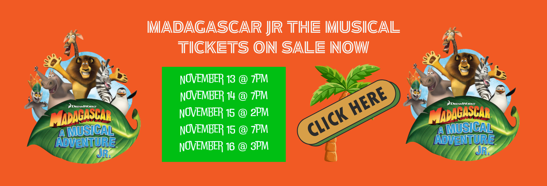 MAdagascar Jr Tickets are on sale