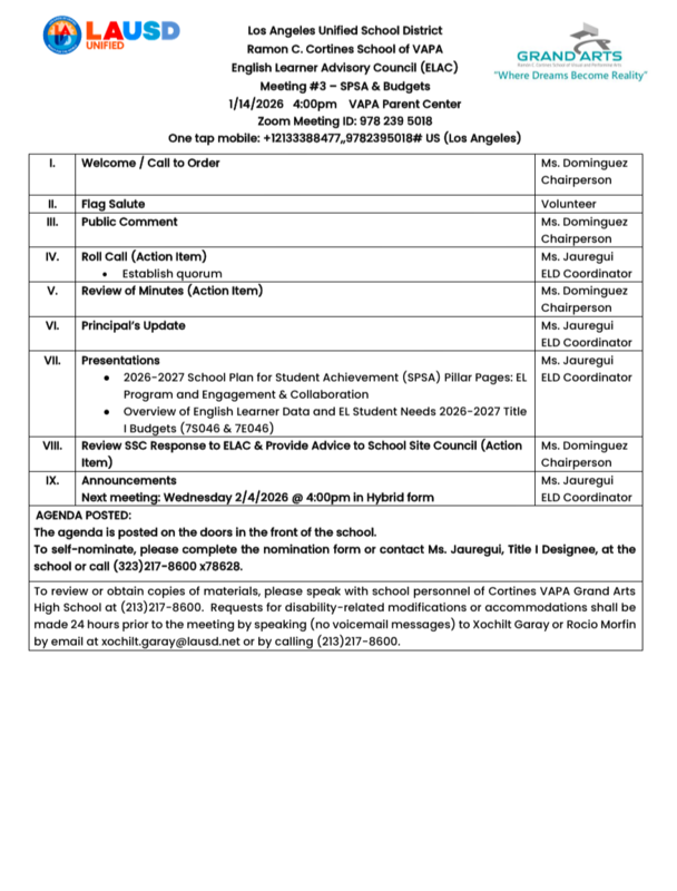 ELAC mtg agenda