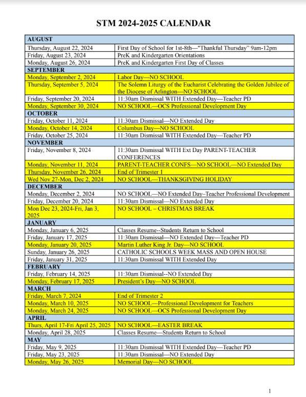 St Thomas School Calendar 2025 Erin G Tannenbaum St Thomas School Calendar 2025 Erin G Tannenbaum