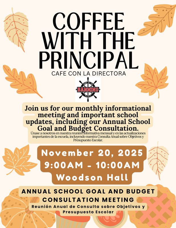Coffee with the Principal - November 20, 2025 (9-10am) Woodson Hall Featured Photo