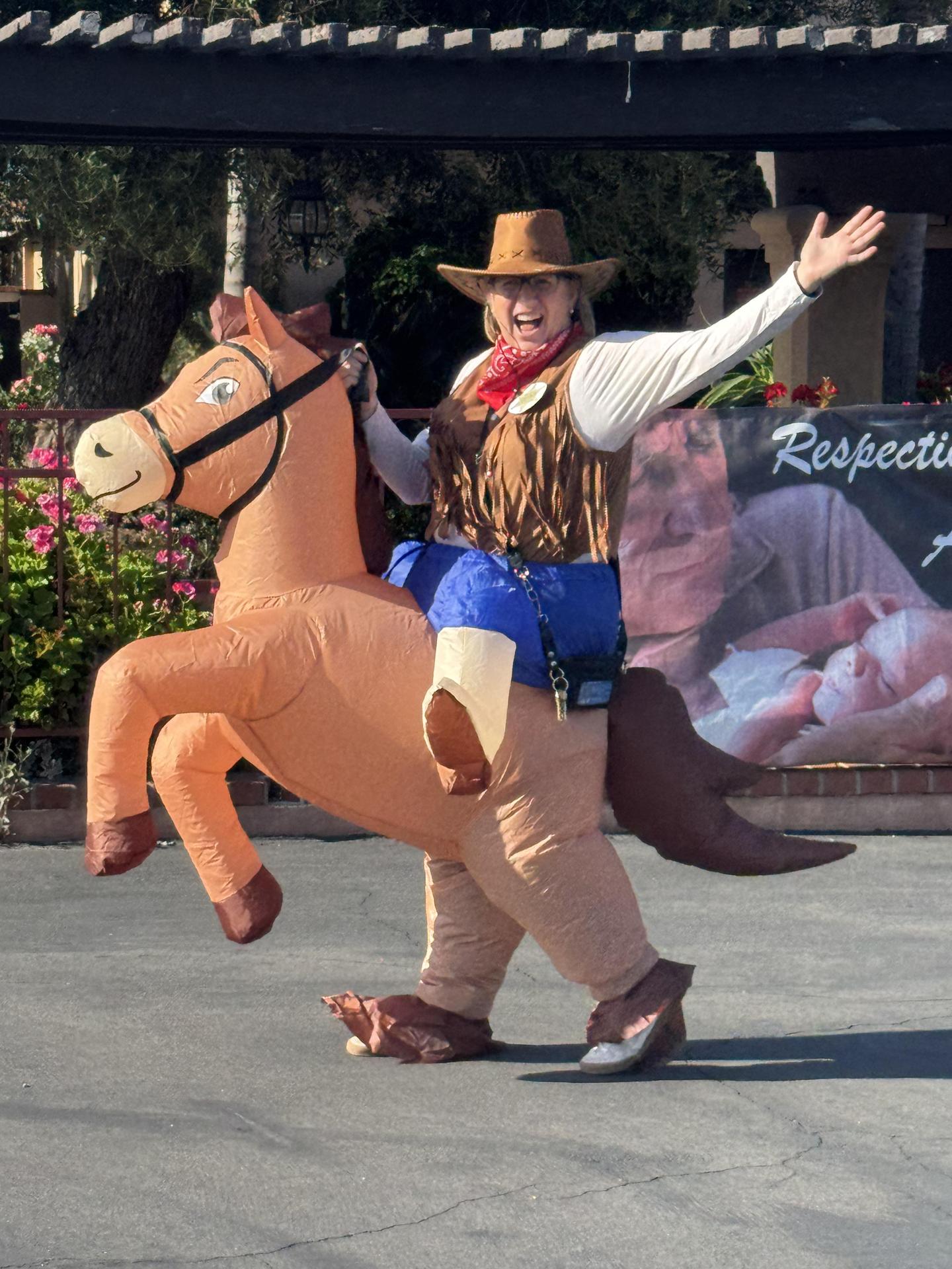 woman wearing a horse costume