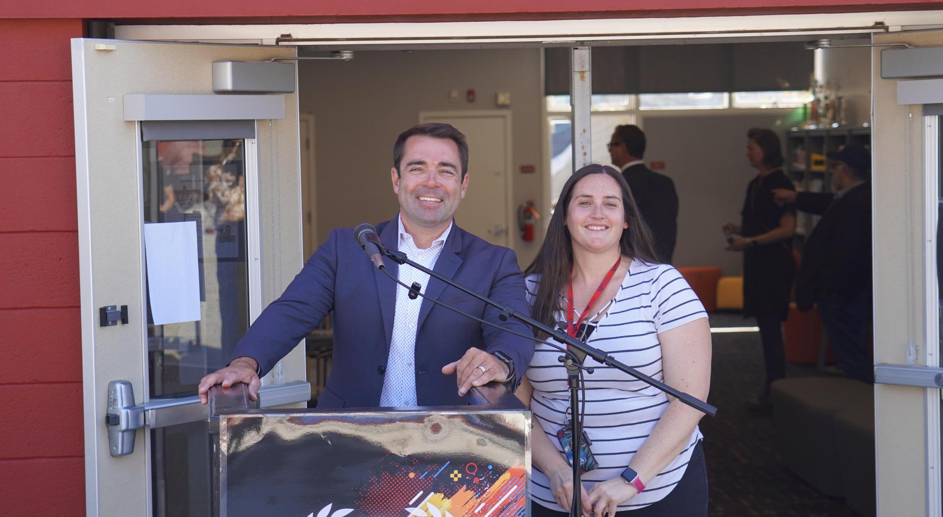 Principal Leland Hansen & Assistant Principal Kimberly Kellam at the ribbon cutting ceremony (August 4th, 2025)