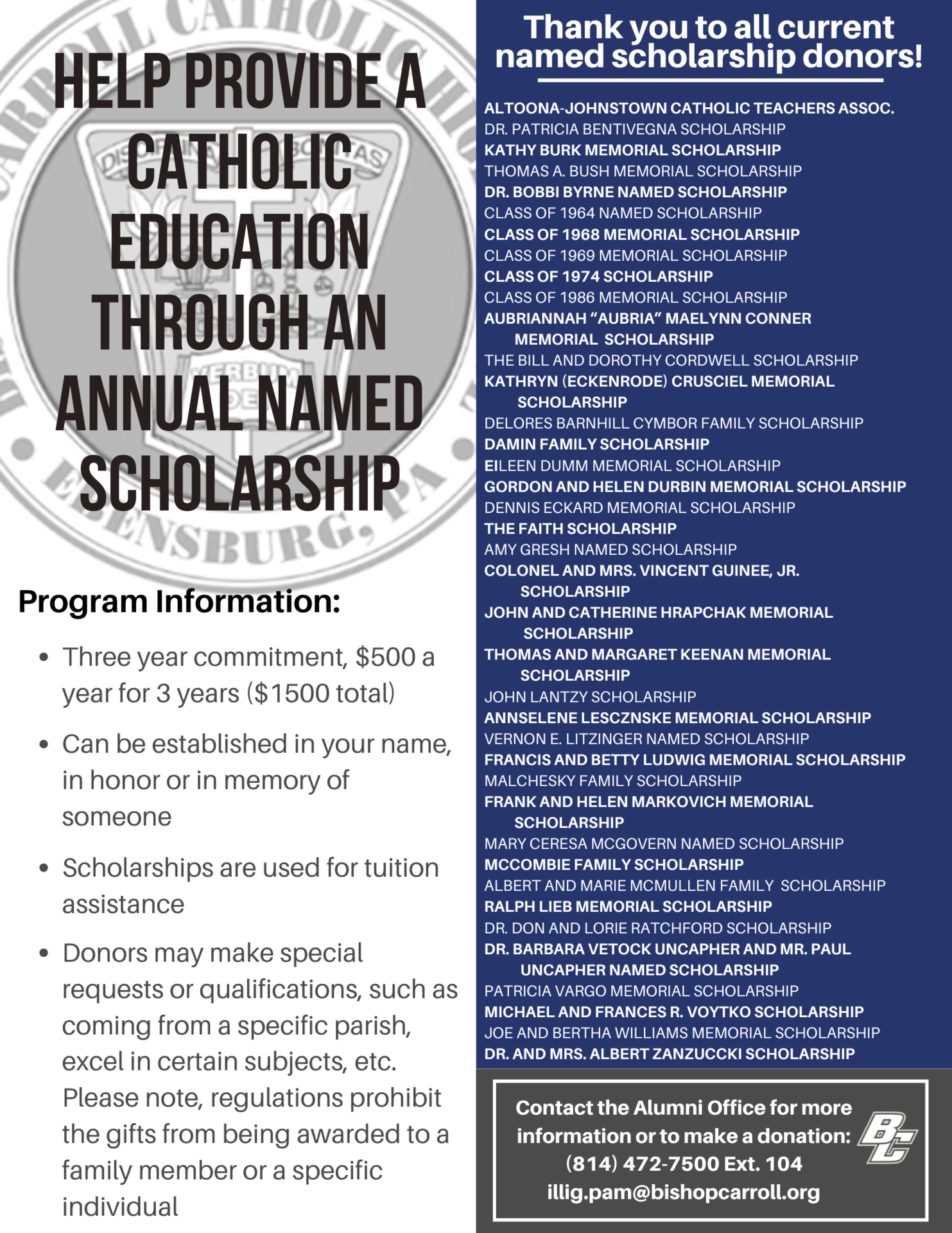 Annual Named Scholarship