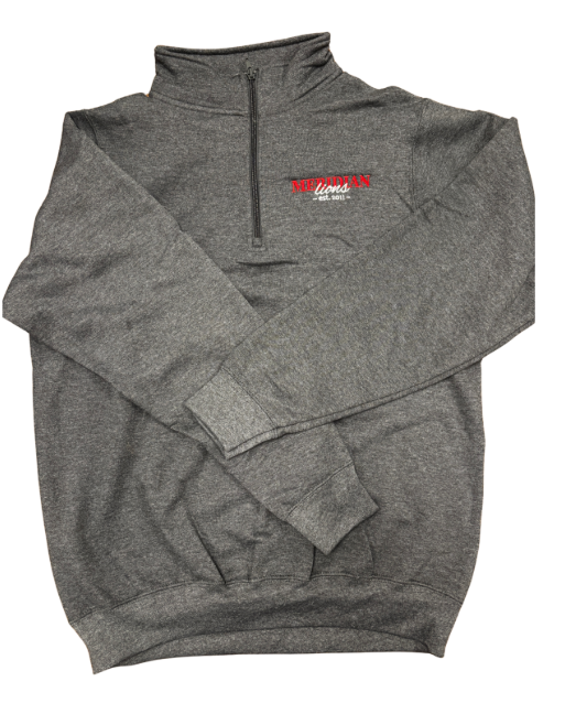 Quarter Zip Grey with Meridian World School embroidered on top right