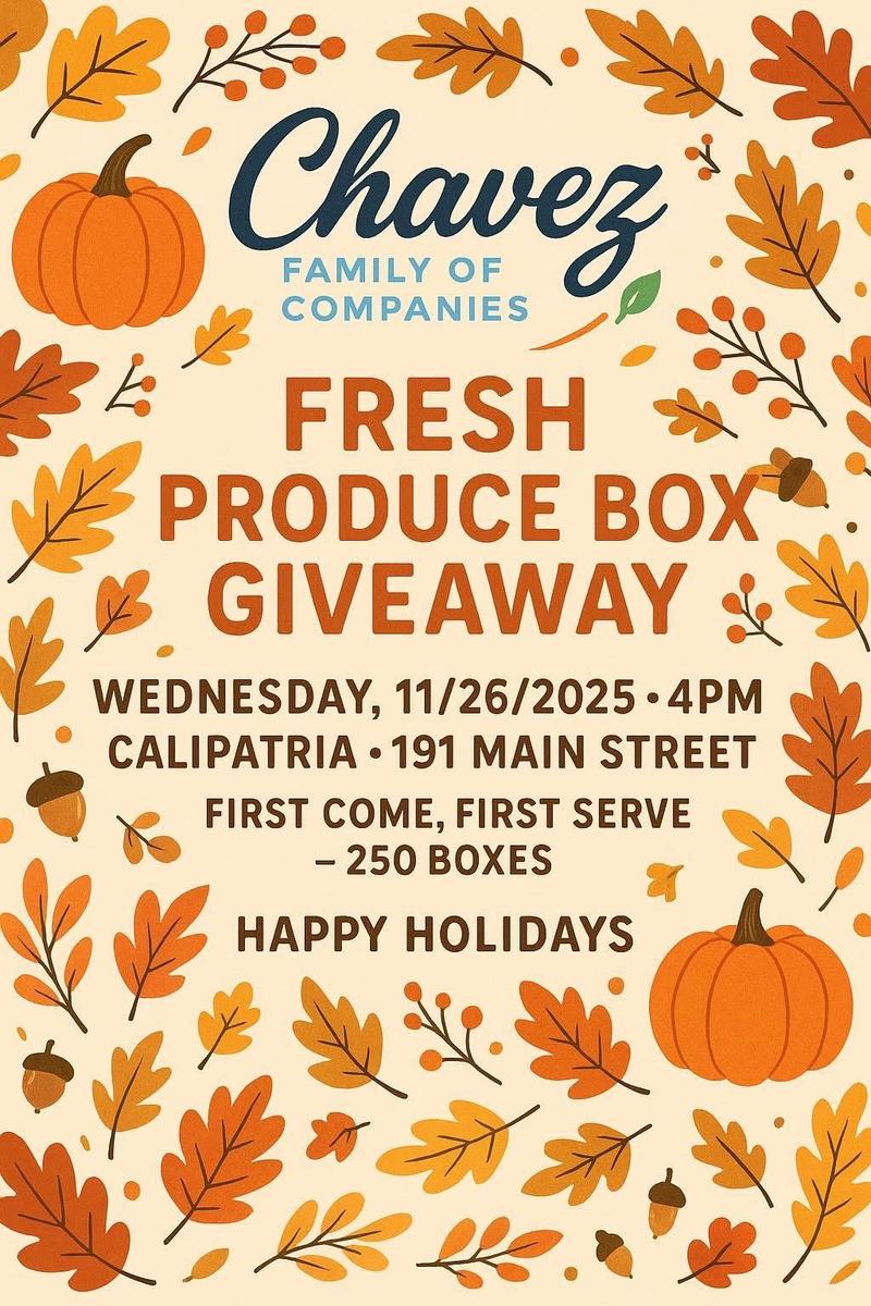 Fresh Produce Giveaway today at 4 PM in Calipatria