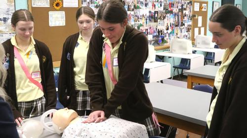 Saint Hubert students in health careers class