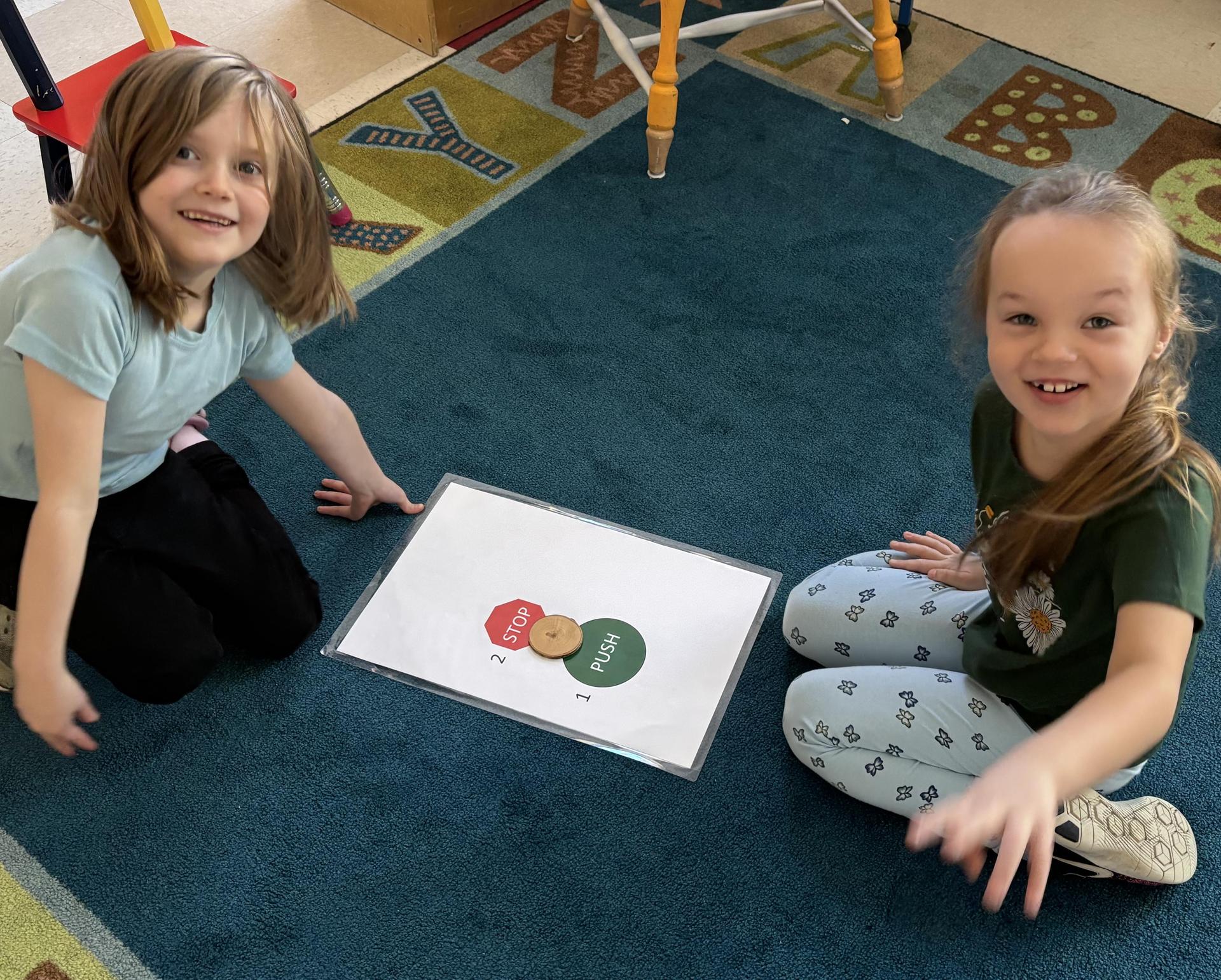students playing a board game