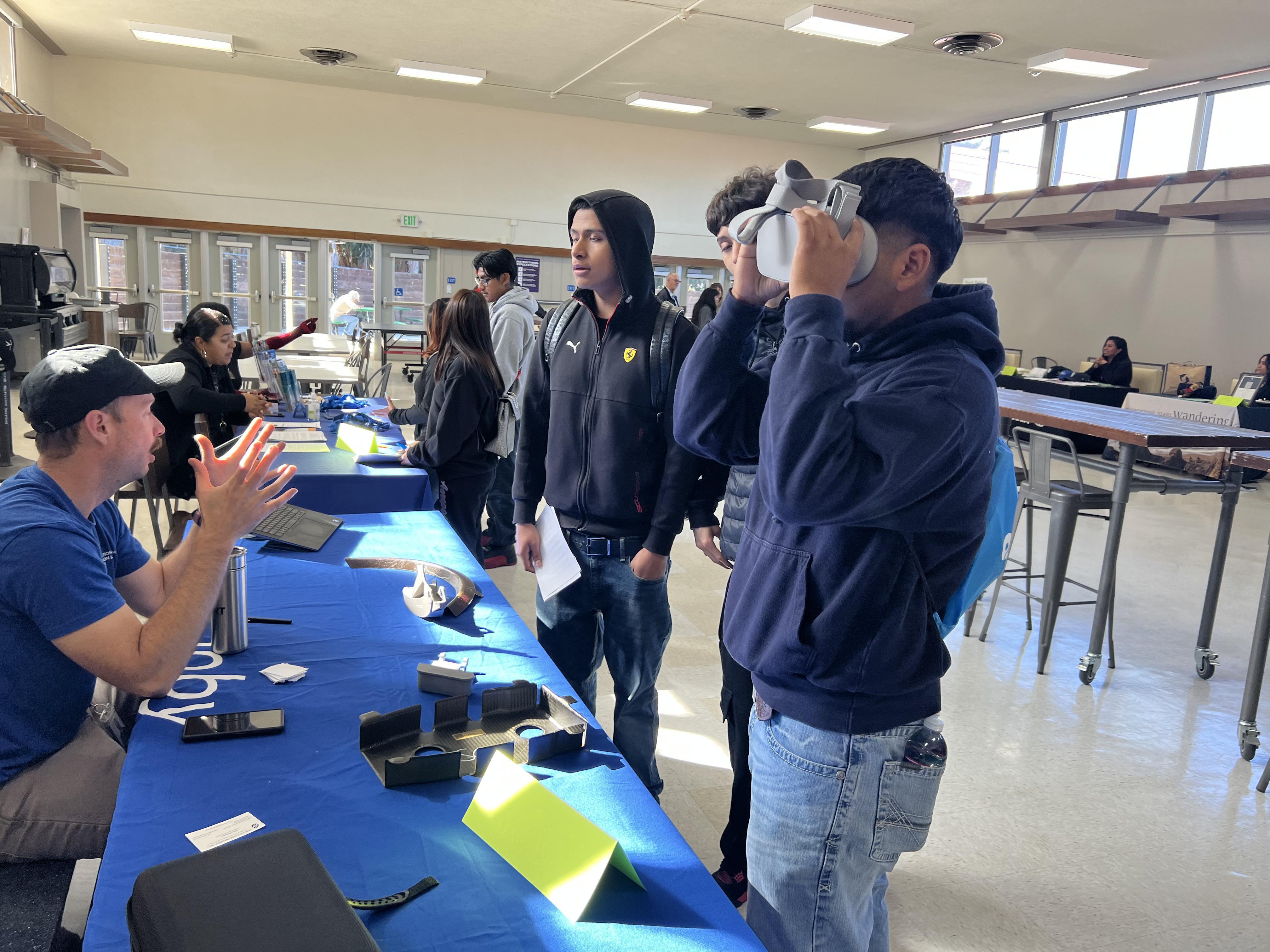 Pictured: Central Coast High School Students speaking with partners from Joby Aviation