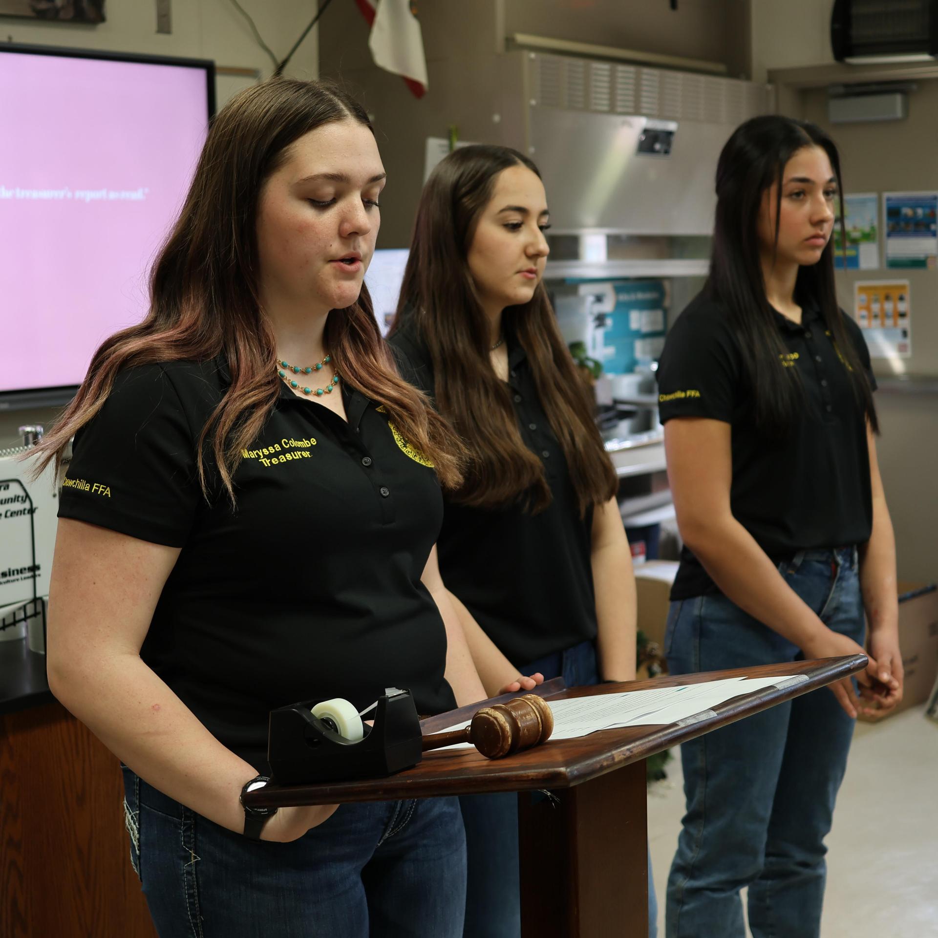 Future Farmer officers conducting the meeting