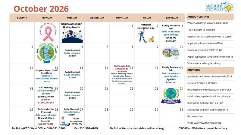 October calendar