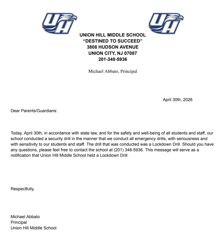 Lockdown Drill Notification Letter