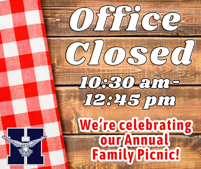 Office Closed from 10:30am-12:45pm