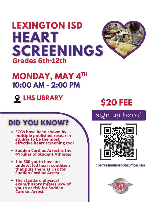 LHS-LMS Heart Screenings Flyer for may 4
