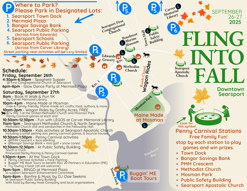 Searsport Fling into Fall Sept 26-27, 2025. Downtown Searsport, ME