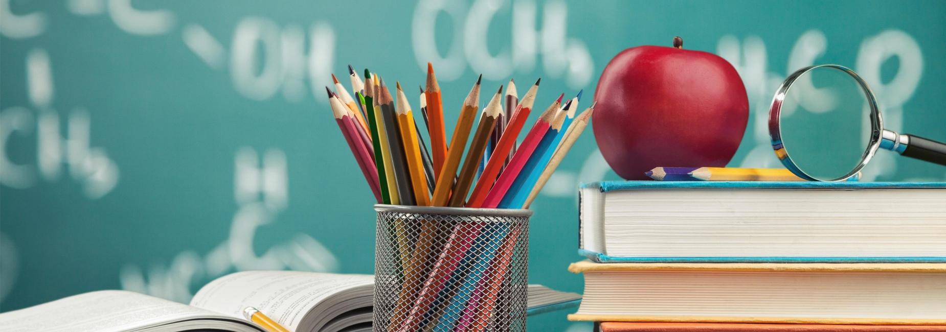 pencils and books